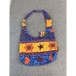 Sun n Sand Beach Tote Bag Turtle Starfish Fish 16x31 Blue Orange Colorful